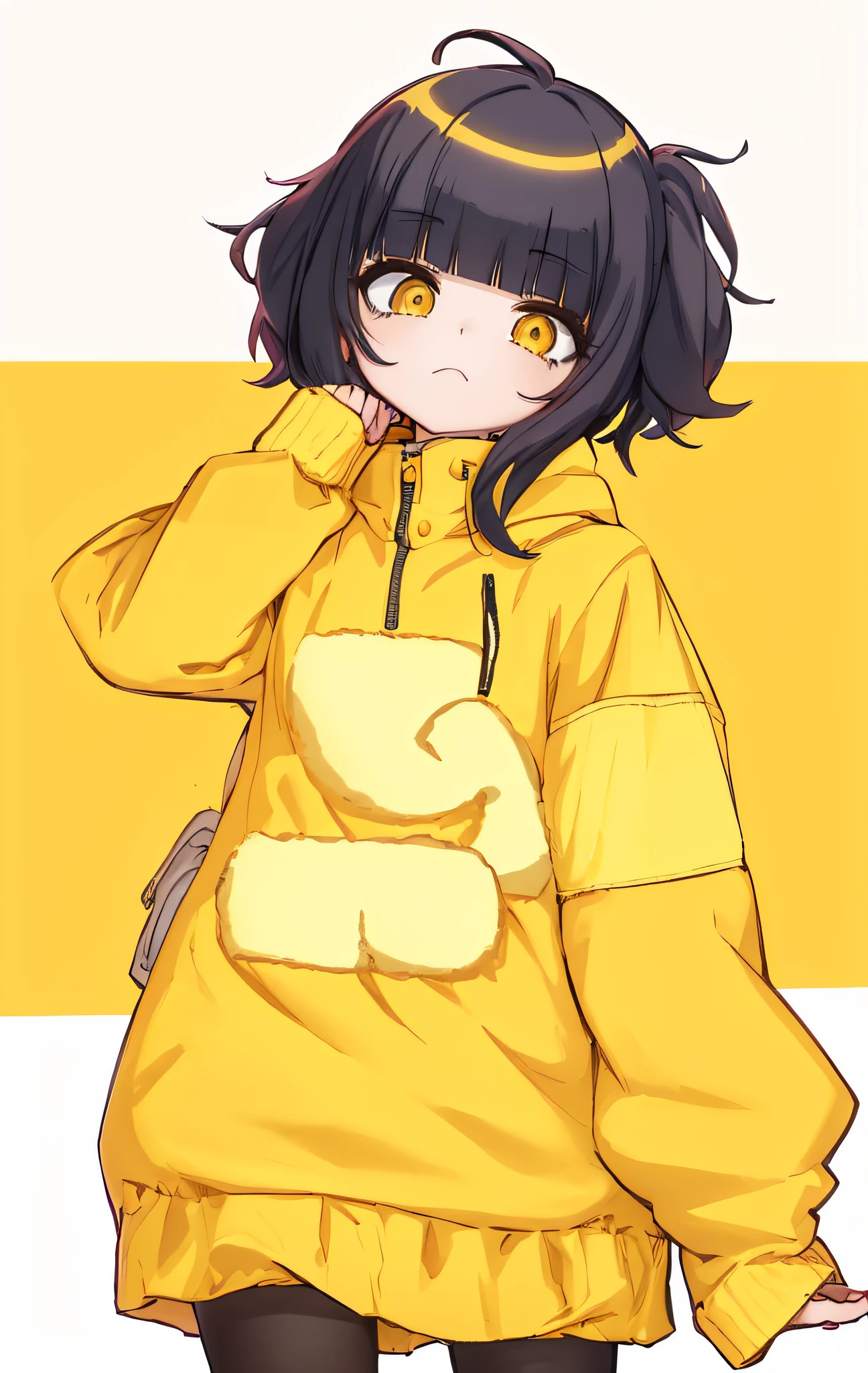 uma garota de desenho animado com um moletom amarelo segurando um objeto amarelo, anime moe artstyle, estilo anime bonito, fanart de alta qualidade, visual anime de uma bonito, 🍂 fofo, estilo de arte bonito, menina bonito, em estilo anime, (menina anime panos amarelos, Arte Oficial, Rato bonito - menina, arte animeta qualidade