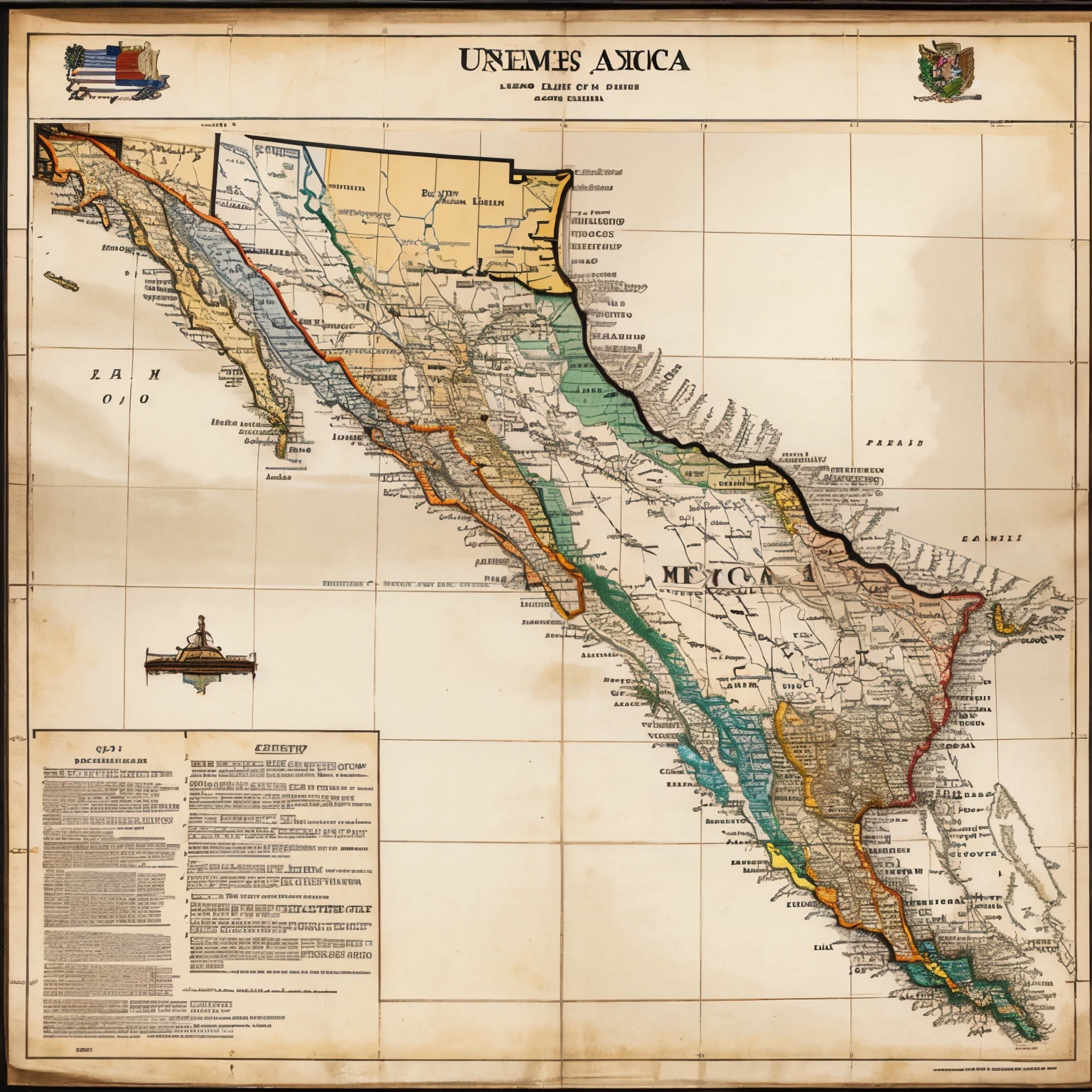 Draw a map of the United States of the Mexican cession label all of the territories, and create a key and the title