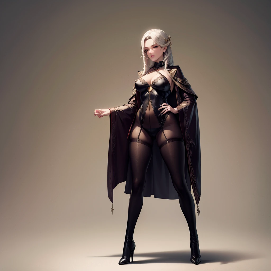 full body wizard female standing straight on white background using magic concept art fantasy