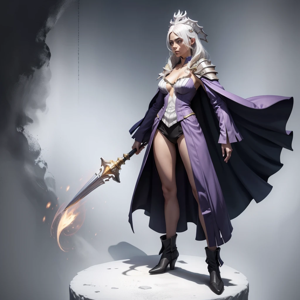 full body wizard female standing straight on white background using magic concept art fantasy