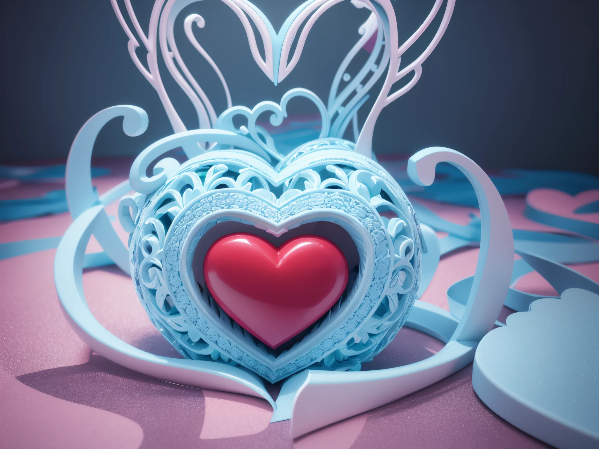 Get up close and personal with 3D numbers forming intricate heart shapes, creating a romantic scene for Valentine's Day. Ensure that every detail of this mathematical love story is vividly rendered.