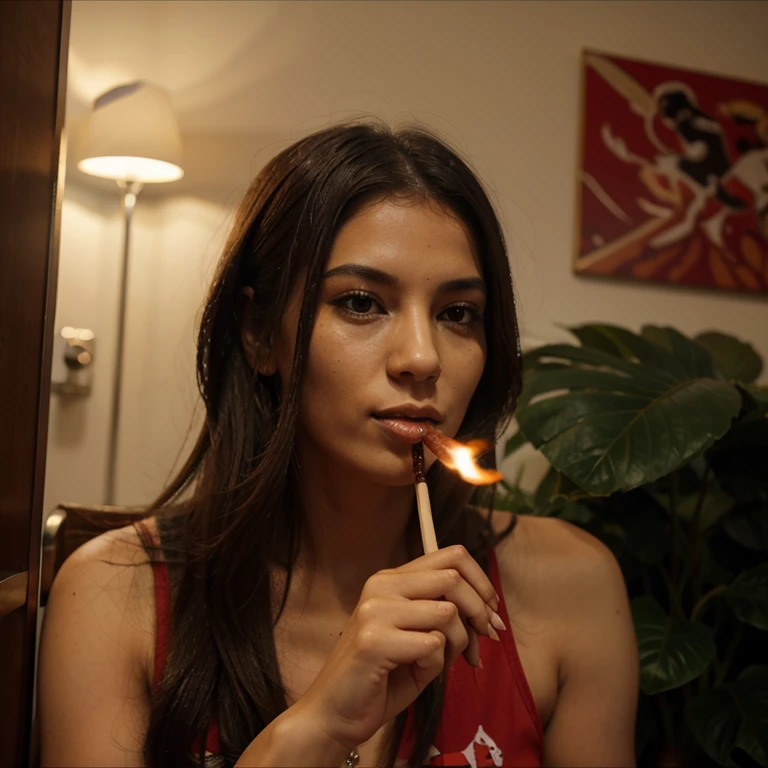Fumando uma blunt de morango