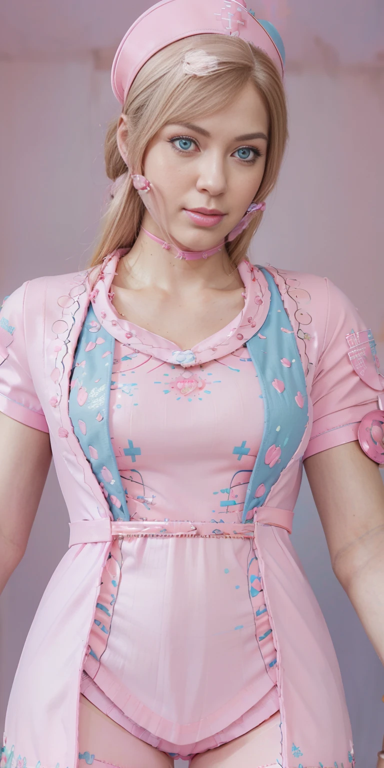 Ultra high resolution, high resolution, (masterpiece: 1.4), hyper-detail, 1girl, (inboxDollPlaySetQuiron style), full body, no humans, doll, toy, barbie, in a gift box, character print, blonde hair, middle length hair, blight blue eyes, (((wearing a detailed pink theme nurse outfit and matching accessories:1.5))), pink sparkles, sprinkles, barbie pink color theme, beautiful female barbie, full lips, parted_lips, heavy make-up, smoky eyes, detailed eyes, pretty face,3DMM,inboxDollPlaySetQuiron style, spiderwoman, (Rebecca Romijn), ,gwen stacy,ActionFigureQuiron style,blonde hair, blue eyes