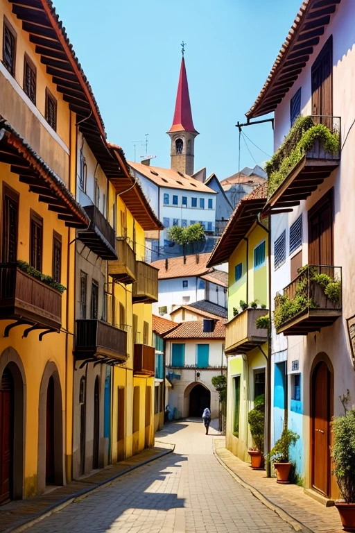 Uma cidade Pegoraro pitoresca aninhada em um vale estilo medieval