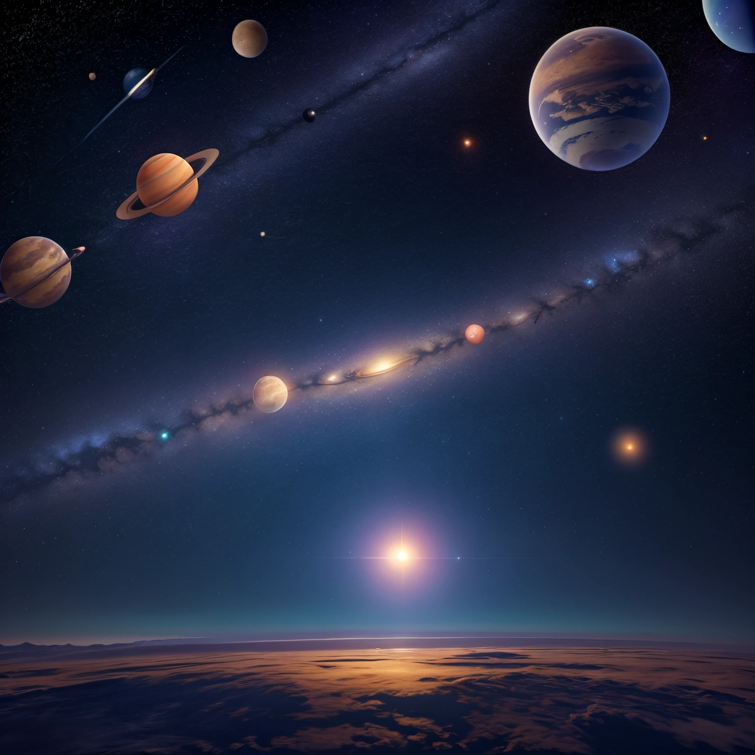 A wallpaper of space with planets, stars and galaxies shown