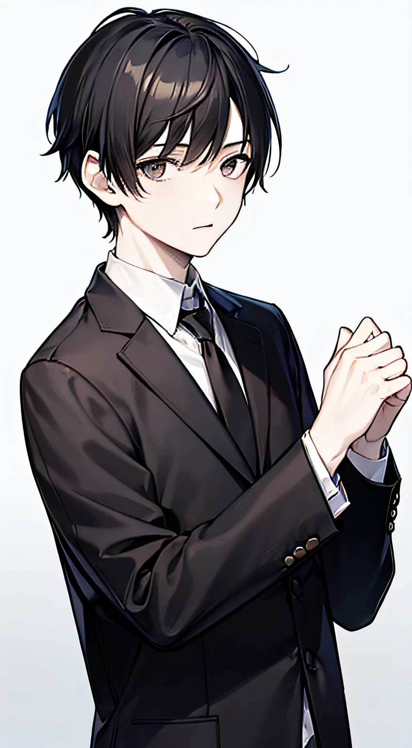 Younger,Boy,Portrait,Standing,Male Focus, Solo,masutepiece,4K, Background,Black hair , Black eyes,pale skin,School run,Short hair,,