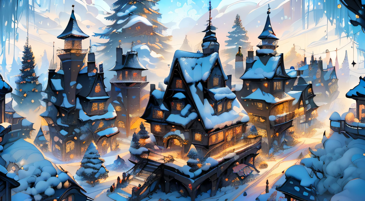(((tmasterpiece))),(((high high quality))),(((8k wallpaper))),(((Aerial view of a huge winter town,tas'Decorated with holiday decorations,stately christmas tree))),(((Lights twinkling over the village))),(((starting tree))),(((festival village))),(((Yuki))),(((snow covered scene))),(((Winter wonderland))),(((snowflower))),(((Rawson River Cottages and Villas))),(((Create a charming entrance to this winter paradise))),(((camera top view))),(((amazing scenery))),(((Vivid Landscapes capture the festive atmosphere with stunning views))),(((The charm of the four seasons is fascinating))),(((Amazing panorama of the winter charm of the village))),(((Stunning colors in holiday decorations))),(((An extraordinary experience that makes your holiday dreams come true))),(((An unreal journey into winter paradise))),(((A surreal environment where joy and snow are intertwined))),(((Stunning winter fantasy landscape with stunning scenery))),(((stunning images))) Decorations full of holiday magic,(((dreamlike perspective,Reality shines with enchanting charm))),(((Spectacular snowflakes falling from the sky))), fantasy art style, Best quality, ultra - detailed, The scenery is covered with the most beautiful coat of winter,(((snowy forest))), stunning winter landscape,(((Best quality))),(((A high resolution))),(((Focus sharp))),(((ultra - detailed))),(((The content is very detailed))),(((extremely high quality artwork))),(((8k wallpaper))),(((Extremely detailed CG 8k))),(((Very beautiful 8K CG))),((Super detailed and perfect work)),(((flawless perfection))),(((illuminations))),(((动态照明))),(((Dinamic Light))),(((festive brilliance))),(((cinematic shadow))),(((Textile shading))),(((colorful cathedral))),(((glowing reindeer))),(((Twinkling snowflakes))),(((Chimneys with smoke))),(((Glowing Window Holiday Wreath))),((( skating rink))),(((glow sled))),(((Roof of the World))),(((iintricate))),((( the ai.