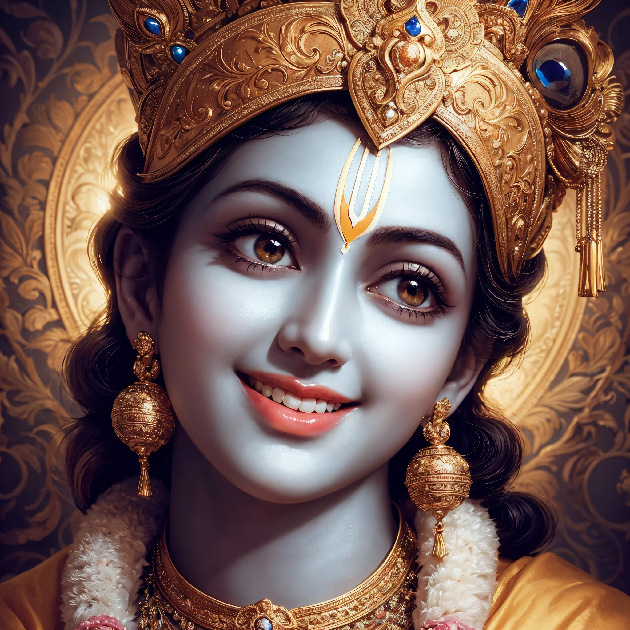 Lord shri krishna, smile, 4k, realistic