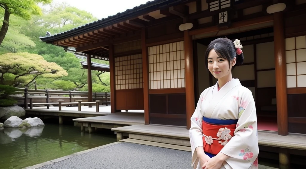 Japanese alone、Kimono appearance、Woman in her 30s、background is kyoto、in the edo era、Best Quality、ultra res、
