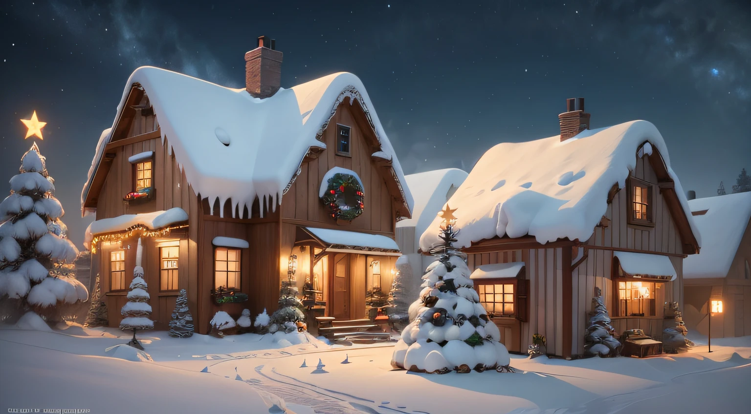 Digital Christmas House,gifts, santa, snowdrifts,Gingerbread AI House,Stelle,Fantasyart,3D,Fantasy illustration,4K --auto --s2