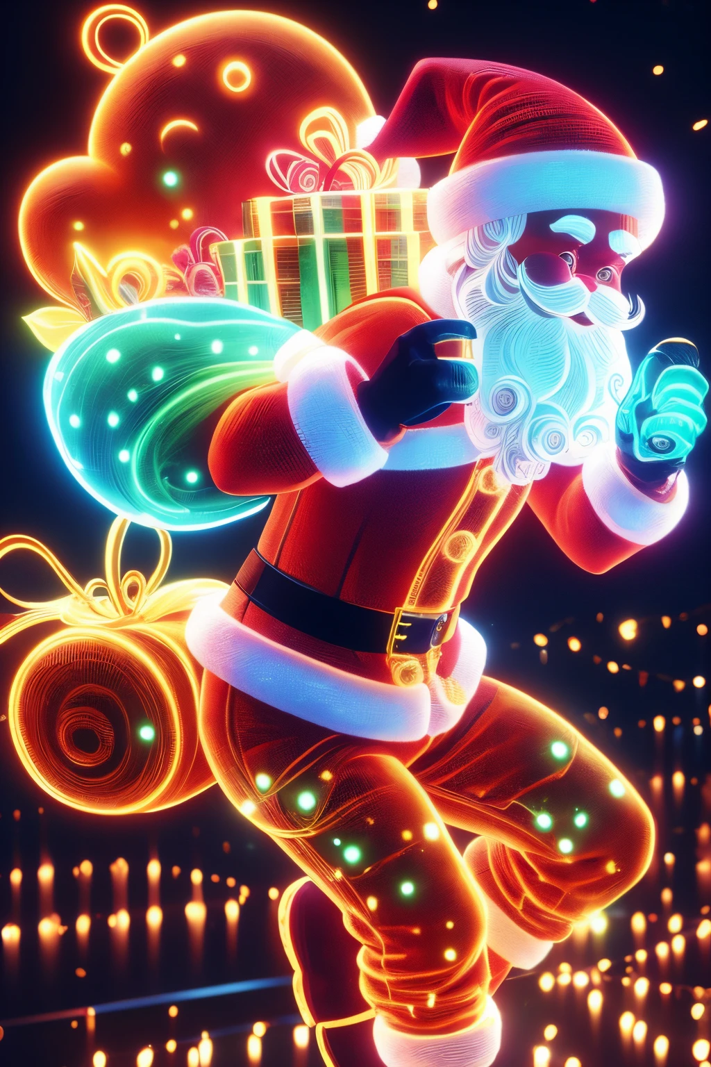 1x Transparent Glowing Cute Santa Backpack Gift,Christmas elements,Christmas background, christmas