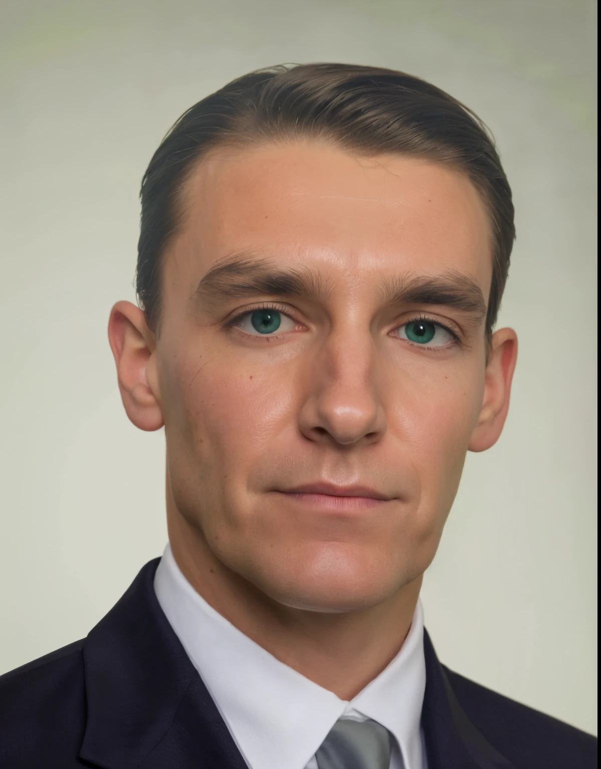 there is a man in a suit and tie with a green tie, rosto foto-realista, retrato realista da foto, Rosto fotorrealista, retrato fotorrealista, rendering of close up portrait, Retrato VFX altamente detalhado, Rosto ultra realista, Realistic portrait, foto retrato realista, retrato vfx altamente detalhado de, rosto humano realista, Rosto hiper-realista, retrato ultra realista, pintura mate digital