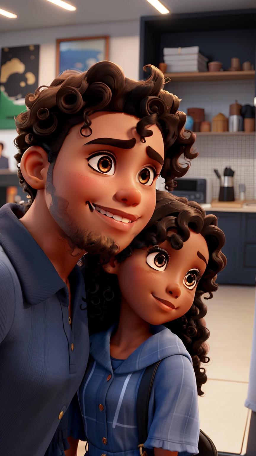 Make the girl with dark skin and curlier hair, de vestido longo