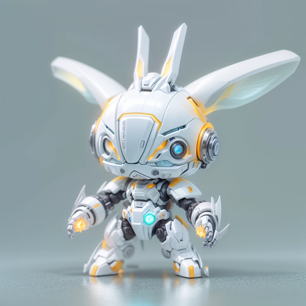 (Blind box toy style:1.2), (fully body photo) , 1 transparent cute rabbit, white color mecha, white helmet:1.2, Glow-in-the-dark goggles:1.2, cyber punk personage, luminous neon lights, Clean, Overall,white backgrounid, ( globalillumination, ray traycing, HighDynamicRange, unreal render,Reasonable design, tmasterpiece, Best quality, hyper HD, 电影灯光),