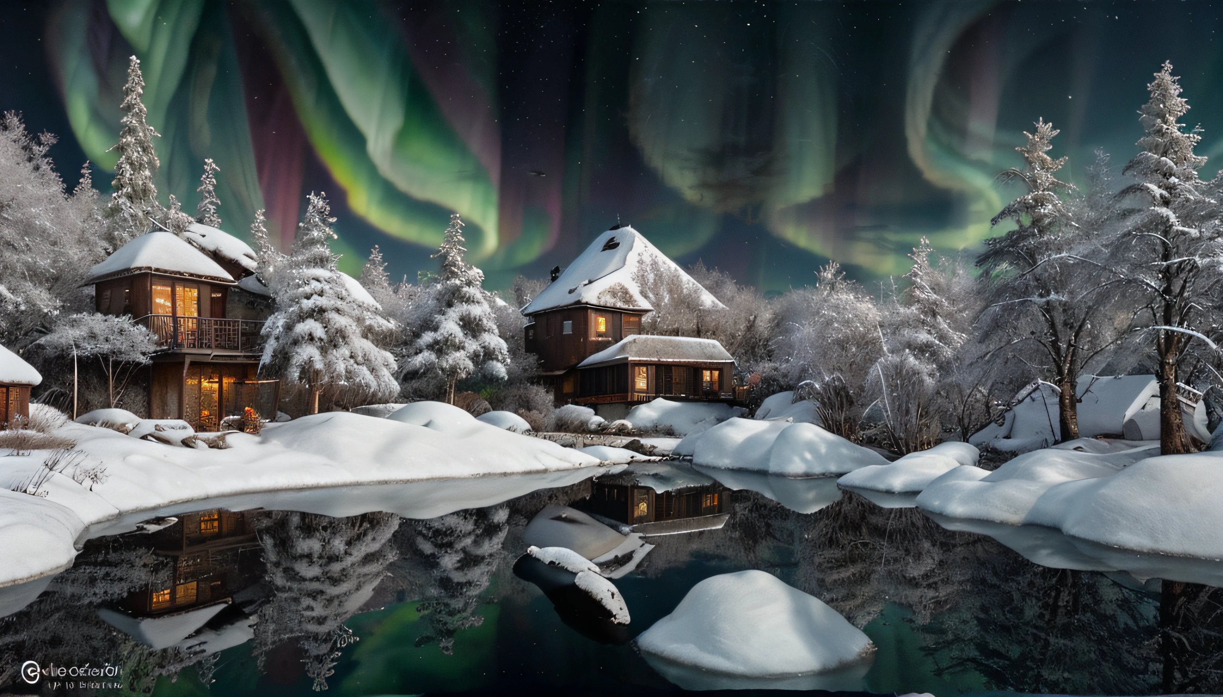 Crie arte centrada no conceito de "winter wonderland". Tradicionalmente, as obras de arte com tema de inverno apresentam muitos cores azuis e brancas, but you can use any medium to create your work of art, and you can use whatever colors seem appropriate to you, a close-up of a lake with lots of water and some trees, Bela arte UHD 4K, magical colours and atmosphere, Arte digital altamente detalhada em 4k, dreamlike digital painting, magical colours and atmosphere, cores surreais, Pintura digital fosca 4K HD, epic dreamlike fantasy landscape, Fundo da aurora boreal, ethereal aurora spirits, mystical fantasy landscape, fundo fresco