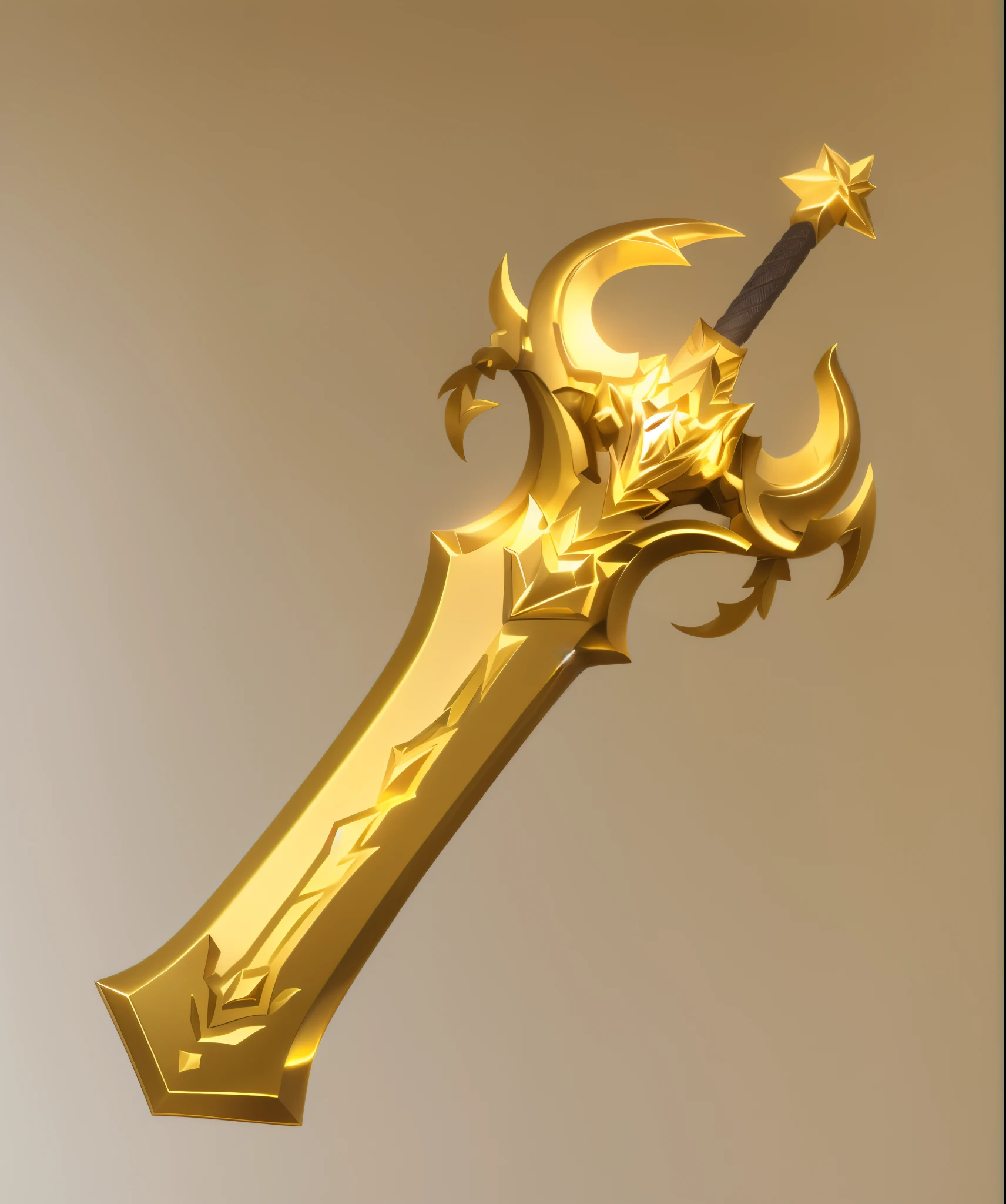 high qulity,high detal,Thick greatsword,toplight,Metallic,golden colored,Structurally sound,