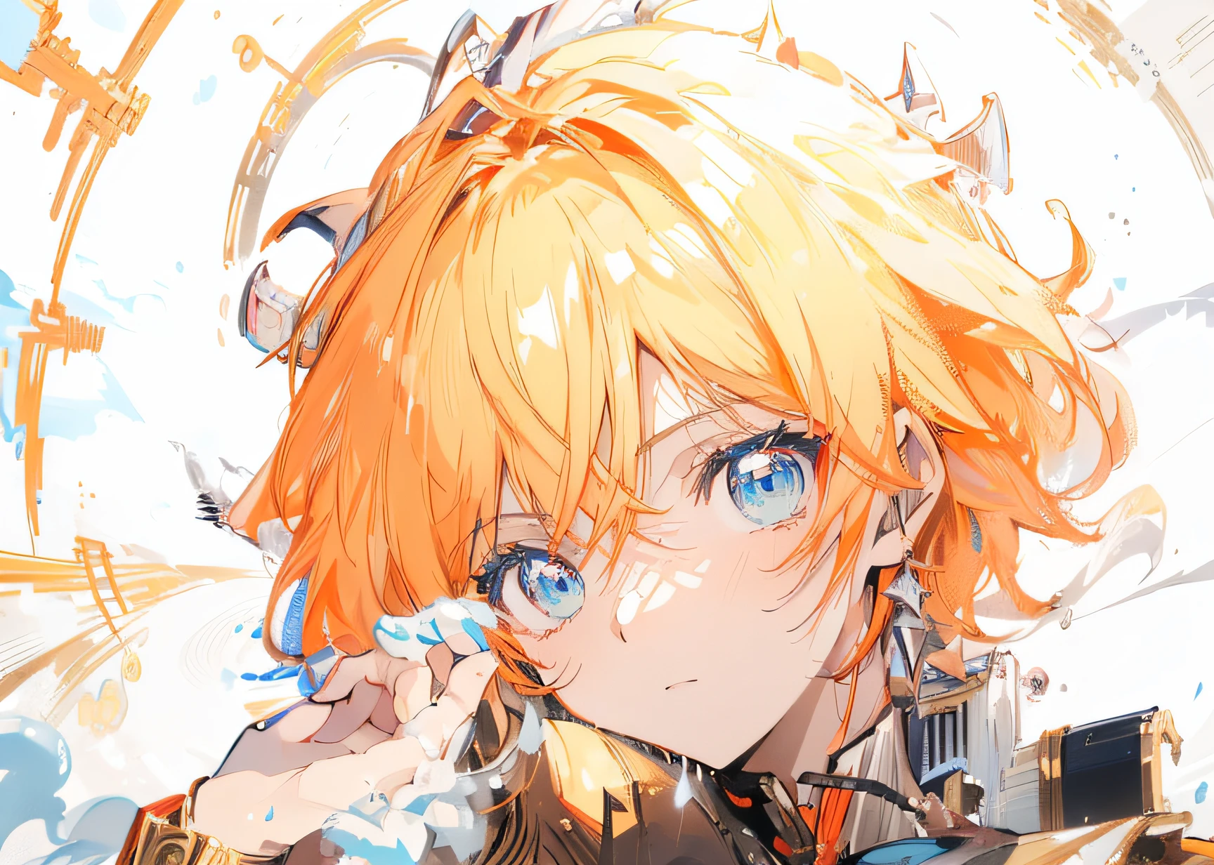 ((tmasterpiece, Best quality)), Detailed faces, character design sheet，male people, Very detailed fantasy style，golden caramel，Extremely beautiful，Natural soft light，Star decoration,curator，Male Shota，shota，magic book，Gorgeous special effects，priest decoration，flashy clothes，orange color hair，The proportions are correct