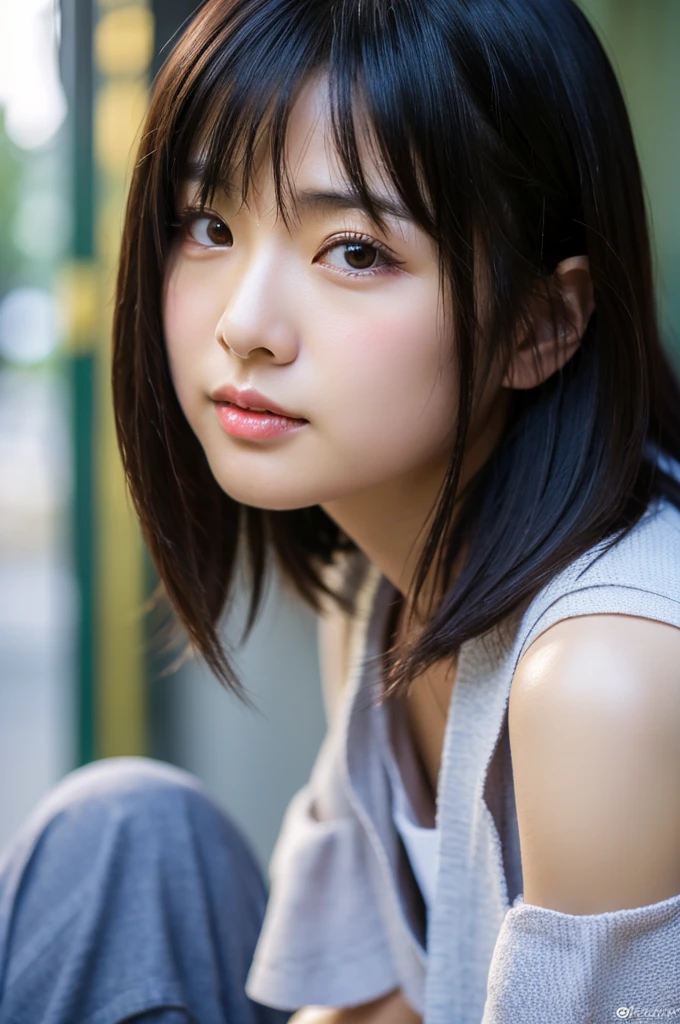 (8K、top-quality、​masterpiece:1.2)、(reallistic、Photorealsitic:1.2)（ultra-detailliert、hight resolution）(Slouched:1.3)、crouching down、(From  above:1.2)、(a closeup:1.4)Open your legs、（Sit with your knees upright:1.4）
Kiss Face,sad Facial expression,embarassed expression,Alafed Girl, chiho, iwakura lain, closeup Iwakura Lain, With short hair, Shiori Teshirogi, Kotegawa Yui, hime-cut, She is 17 years old, sui ishida with black hair, lain iwakura, girl cute-fine-face, Clear pubic contours,(Small breasts), hight resolution, ighly detailed, top-quality, [​masterpiece:1.6],, ighly detailed, nffsw, finely detail, top-quality, , Cinematographic lighting, 1girl in、17 age、Cute Japan Girls、perfect body type、, cute droopy eyes beautiful big eyes、Transcendent beauty　top-quality、​masterpiece、majicMIX Real、(Raw photography:1.2)、(Photorealsitic:1.4)、Negative Prompt