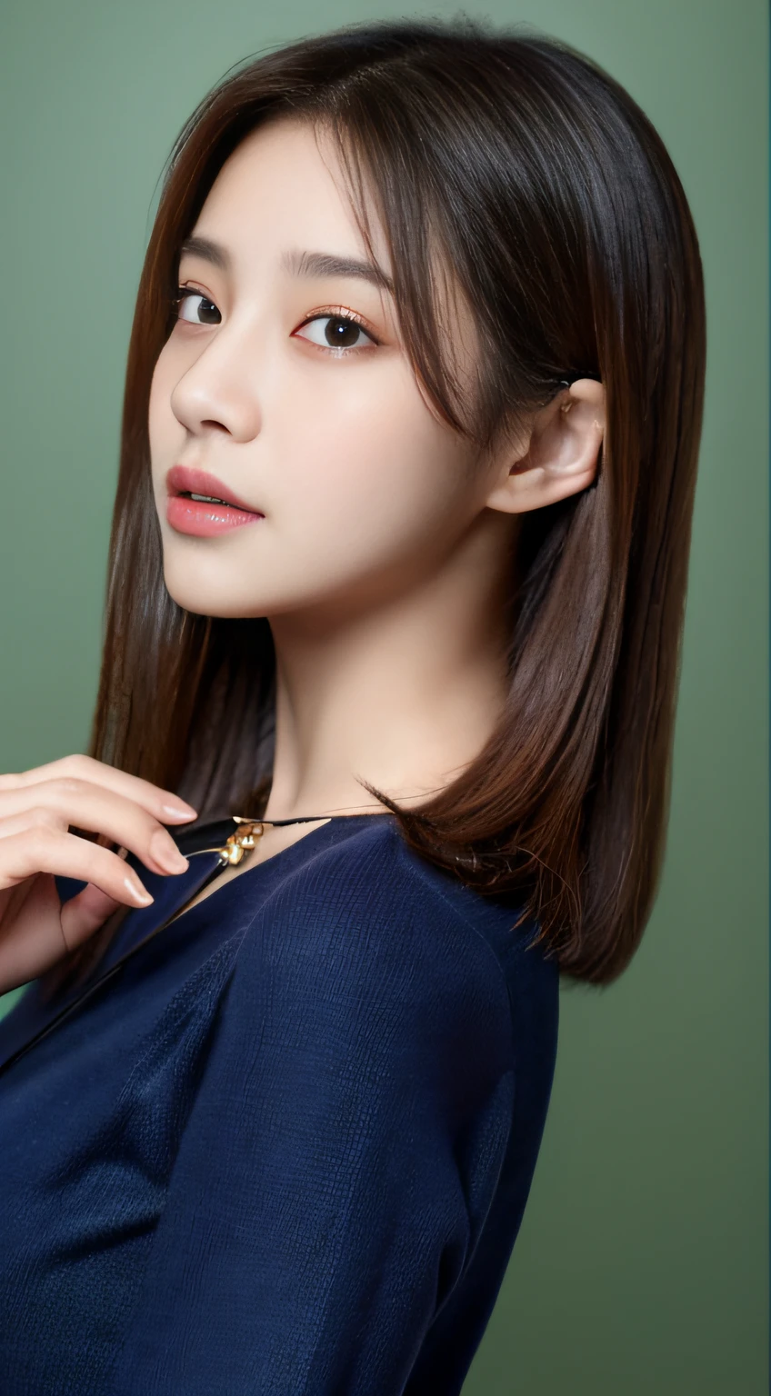 ((Top Quality, 8K, masterpiece: 1.3)), 1woman, 20yo, Korean female idols: 1.5, 90 degree side view:1.5, colored solid background:1.5