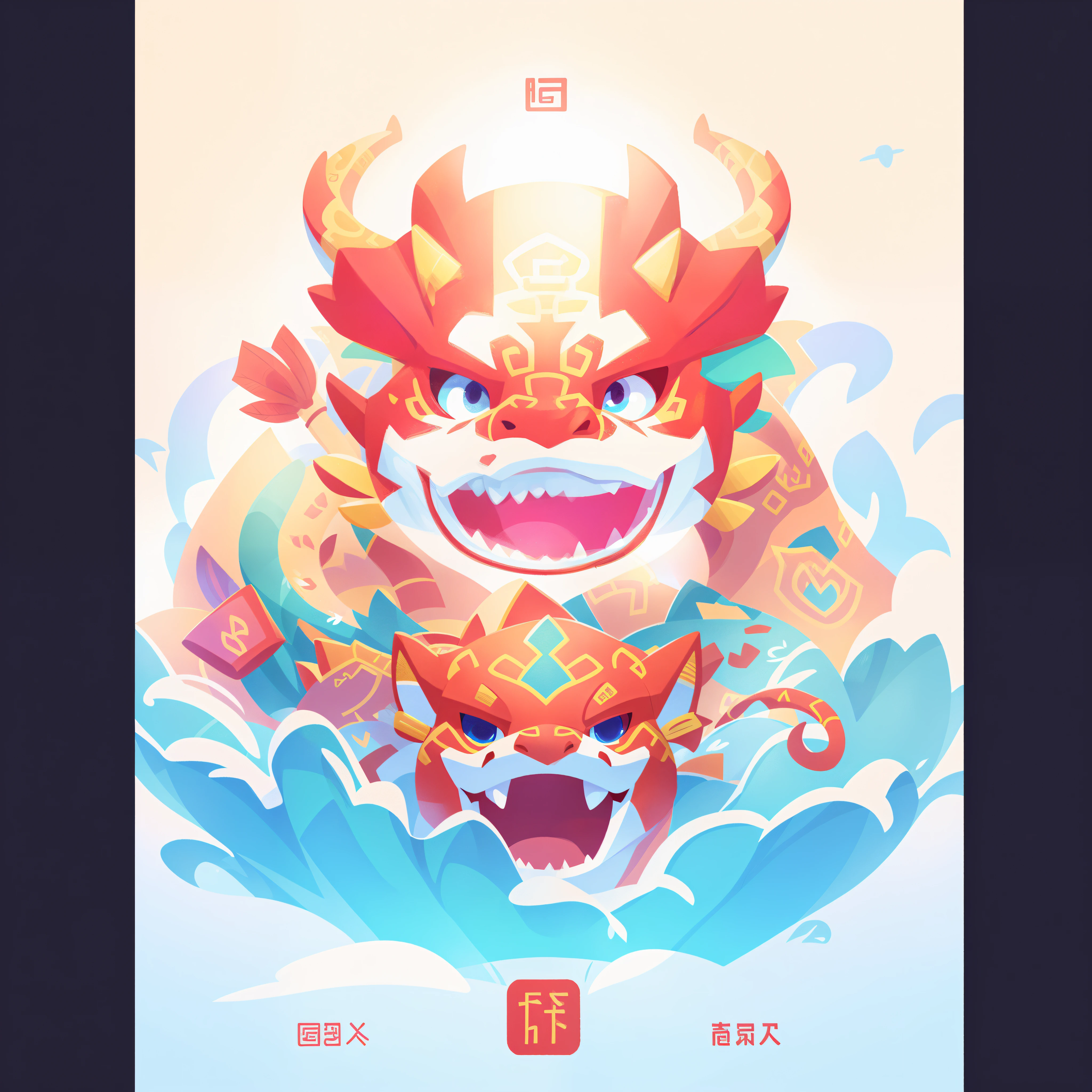 It is an icon, a Chinese dragon on the front, looking at the viewer, digital illustration style, soft lighting, isometric, 3d icon,