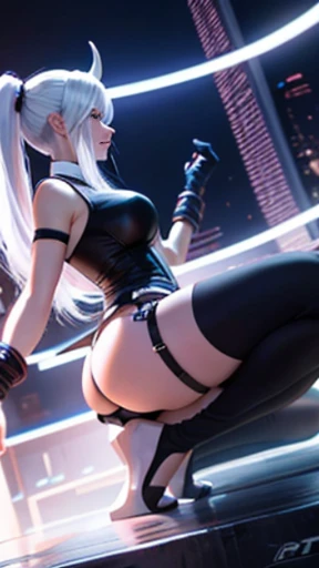 a woman with horns and a white top posing for a picture, tifa lockhart with white hair, ig model | artgerm, artwork in the style of guweiz, white haired deity, anime girl , guweiz, girl with white hair, trending on cgstation, perfect white haired girl, ross tran 8 k, japanese goddess, anime inspired