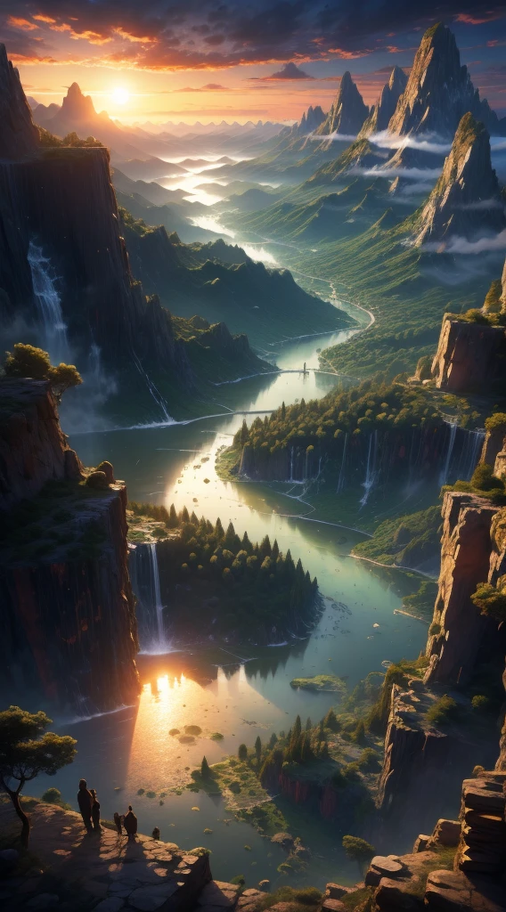 On the cloud,twilight rays,lakes