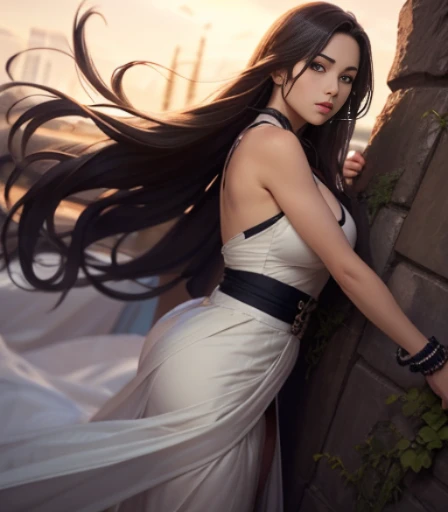 uma mulher com chifres e um vestido branco, (vestido leve, Flowing,)( translucent fabric),posando para uma foto, Tifa Lockhart com cabelos brancos, Modelo IG | Artgerm, Arte no estilo de Guweiz, divindade de cabelos brancos, ****** anime , Guweiz, ****** com cabelo branco, Trend in CGTacing:, ****** perfeita de cabelos brancos, Ross Tran 8 K, Deusa japonesa, Inspirado em anime