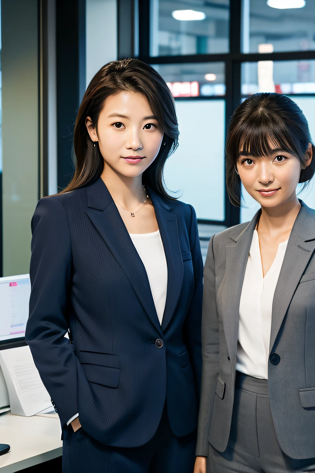 femele、a picture、directly in front、busts、Suits、announcer、1a person、real face、40generation、OL、ID photo、japanes、An empty office