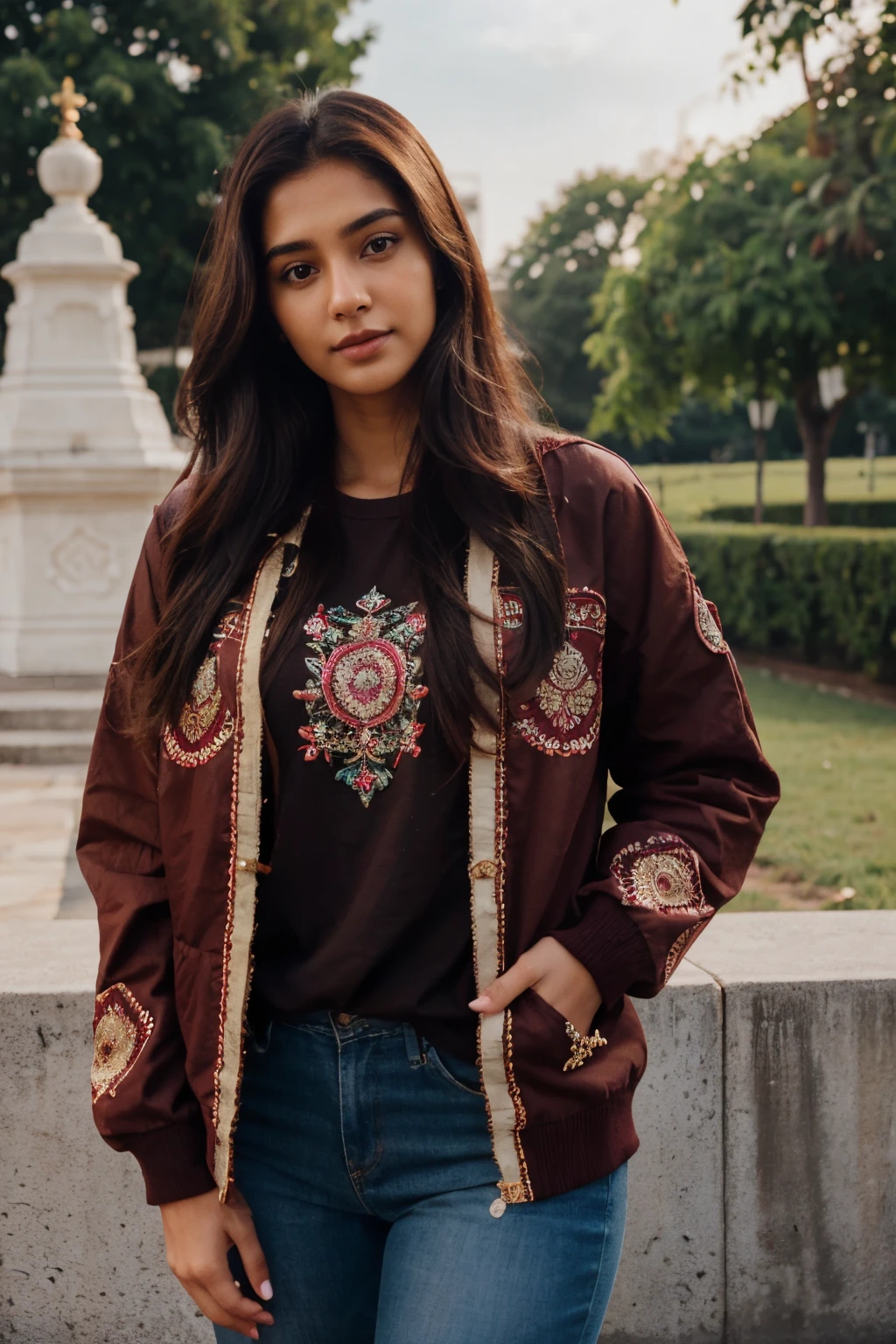 Beautiful ,23 years young girl healthy,confident looking,8k,realistic,dark brown hair,fair skin, indian,long hair,clear facial features,