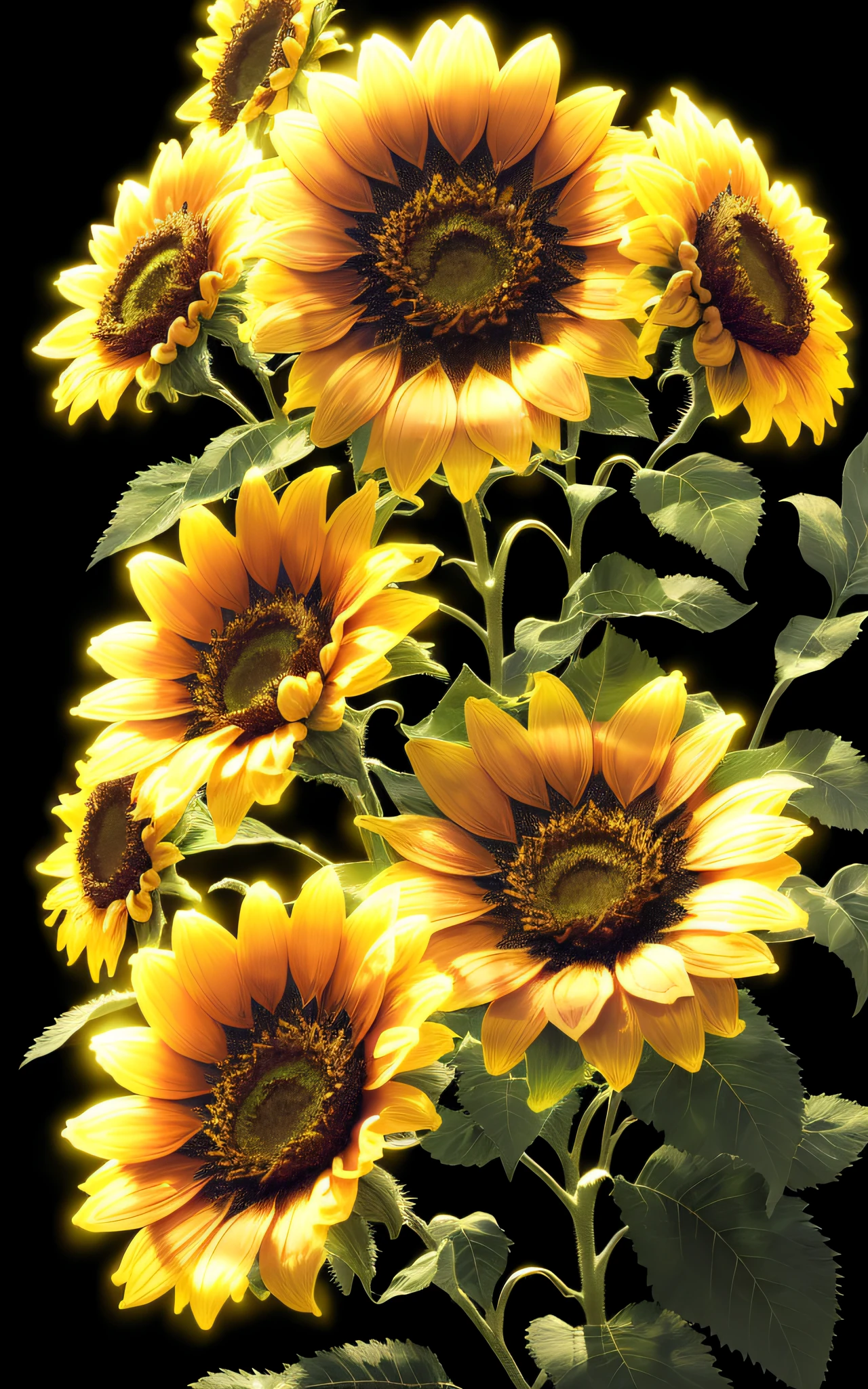 8K resolution, gothic debate art, (Sun flower+Transparent flowers),(dark foreground like sparkling petals, magical light stream, Silver vapor surrounding the guardian cloud, 8K resolution, great visual enjoyment., Soft cinematic light, Light Lab, nffsw, reveal your dreams, intricate style..