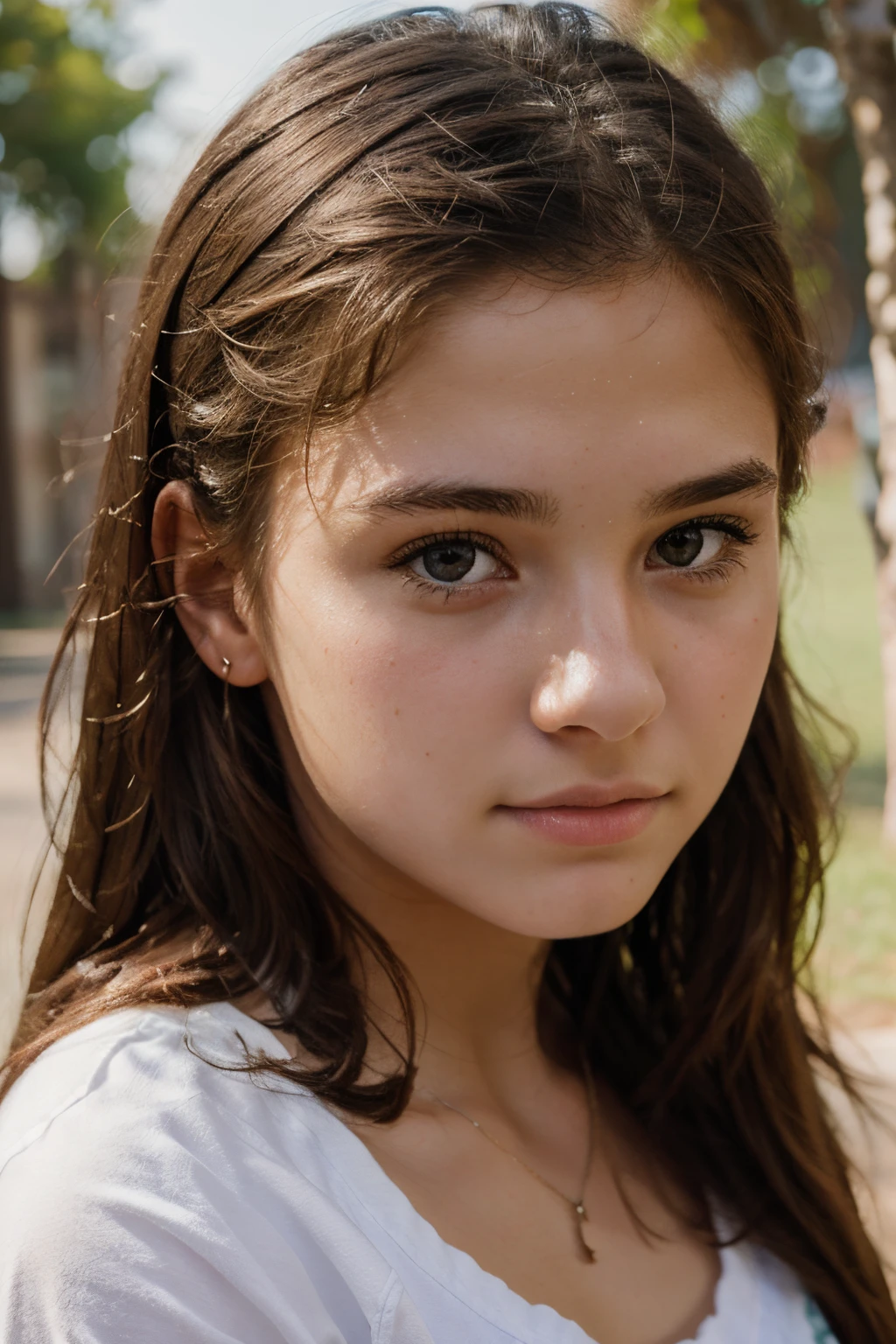 Very detailed photorealistic portrait of a beautiful 16 year old teenage girl