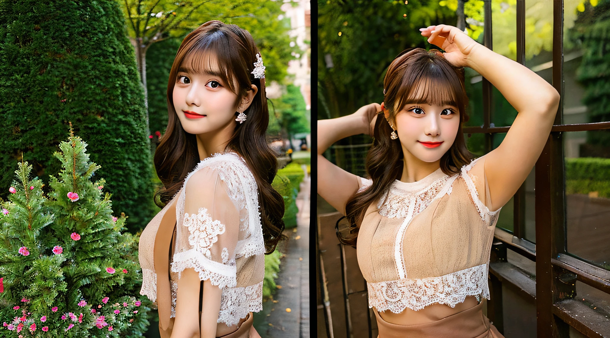 Cute lace queen 18 years old wearing a brown miniskirt