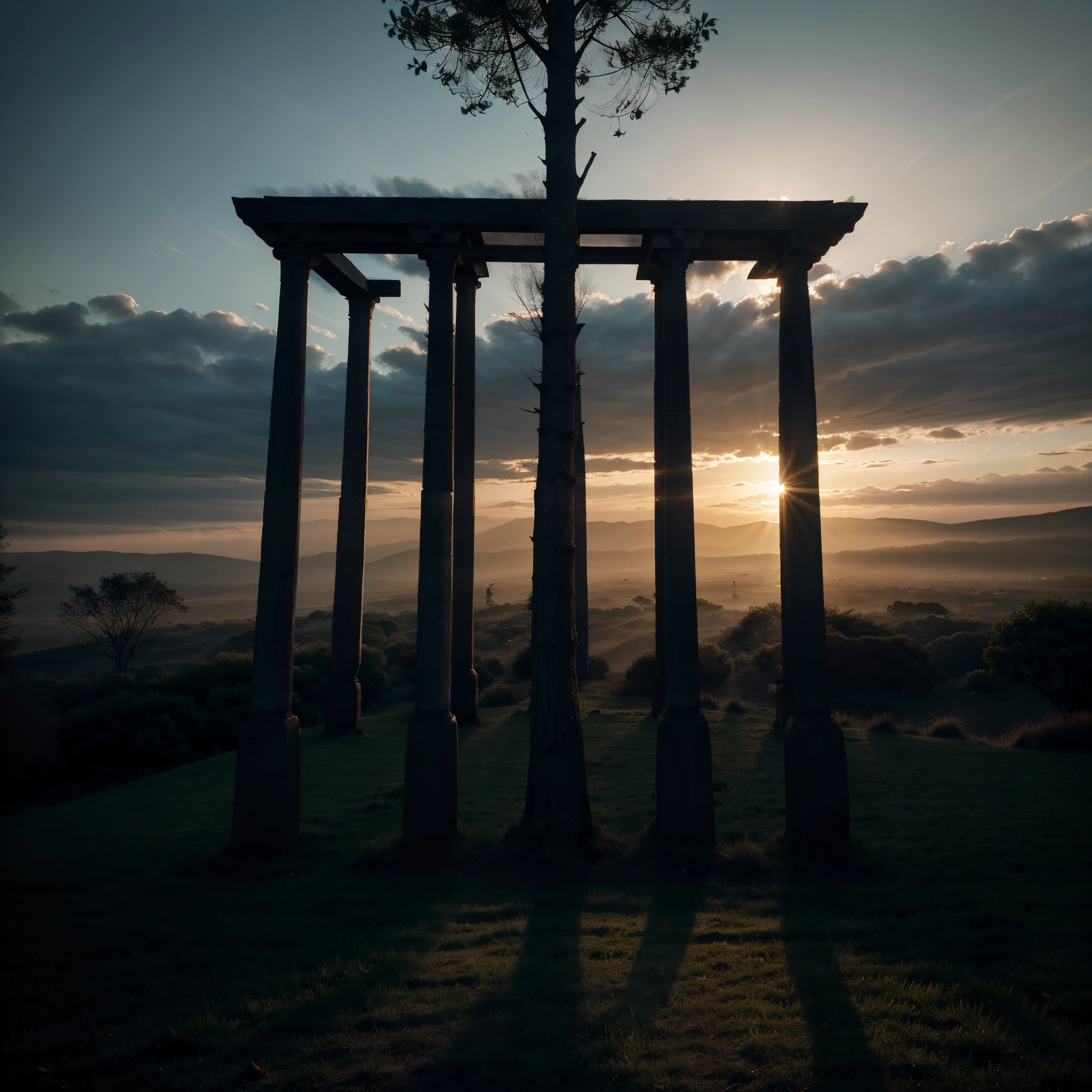 As the light dims, elongated shadows stretch across the landscape, creating an ethereal and intriguing image. The primary subject of this visually captivating photograph is a solitary tree standing tall amidst the fading daylight. Its branches, now transformed into elongated spindles, reach out towards the dusky sky, while its trunk casts a shadow that remains faithful to its original form. The impeccable composition of this photograph showcases the crisp silhouettes and gradient nuances of the elongated shadows, adding depth and mystery to the scene. The skilled photographer has masterfully captured the fleeting moments of twilight, resulting in a high-quality and evocative image that enchants viewers.