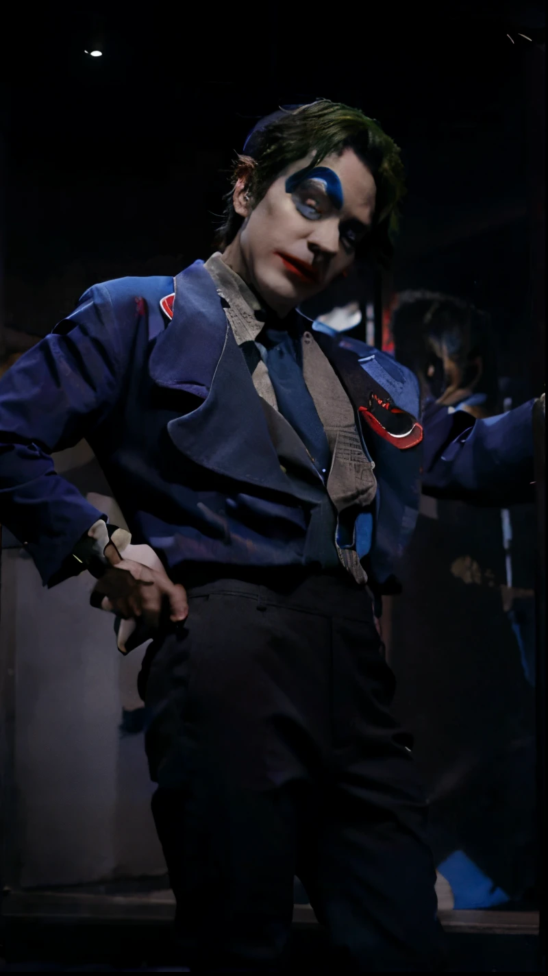 Blue Back Hat Joker Makeup Black Pants