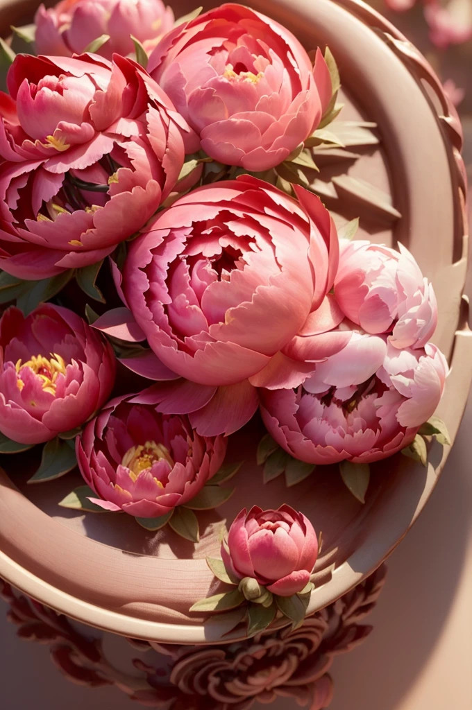 traditional chinese style, (close_up of Peony blossoms Blooming:1.4), petals falling, swirling vortexes, ethereal, octane render, enhance, intricate, (best quality, masterpiece, Representative work, official art, Professional, unity 8k wallpaper:1.3)