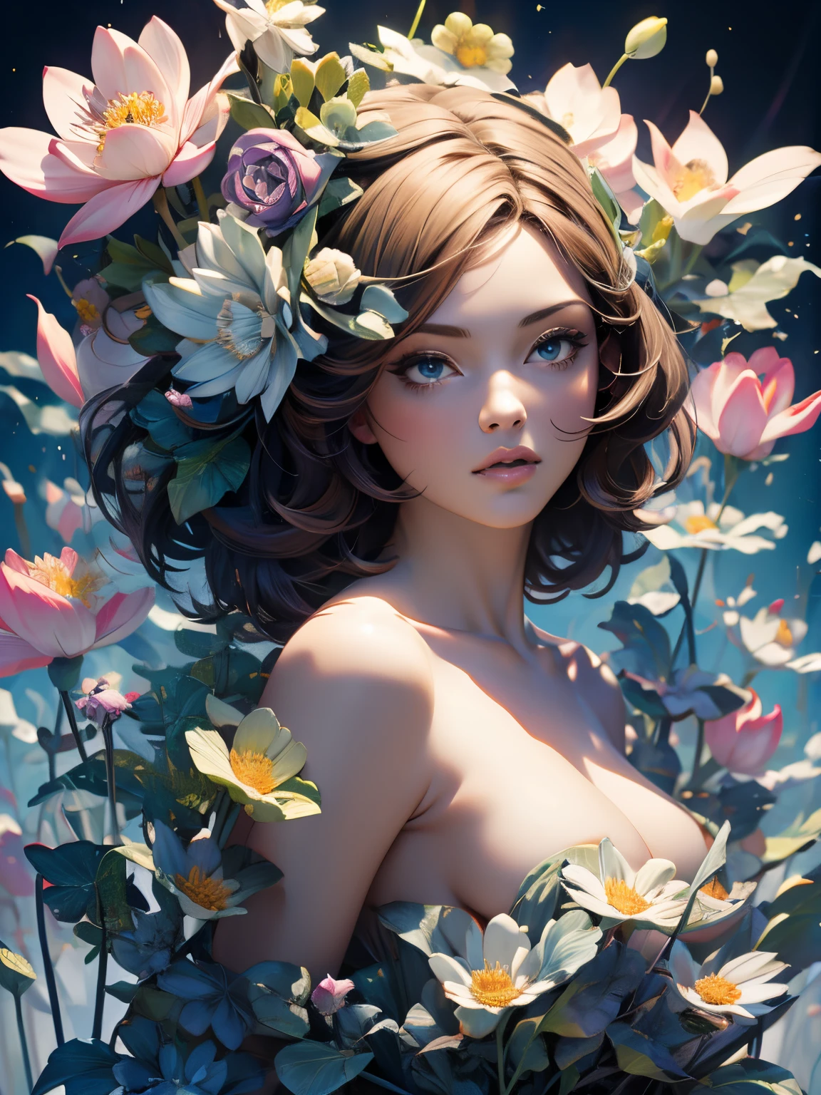 (animation, girl, garden, blooming flowers:1.1, fractal art, naked, best quality, ultra-detailed, realistic:1.37, vibrant colors, soft lighting)