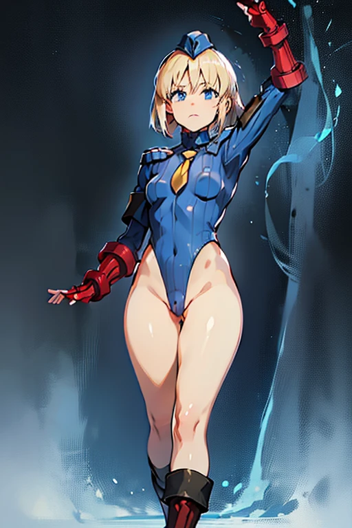 Masterpiece, Best Quality, Highly detailed, illustration, absurdres, street fighter, doll suit, shadaloo doll, dollsuit, girls, multiple girls, expressionless, blank eyes, looking at viewer, red gloves, emotionless, black latex, corrution, mind control, female combatant, full body, hypnotized, unhappy trance, full body suit, ribbed bodysuit, both arms at side, stand up straight, obey, perfect female body, extremely glossy latex, hypnosis, hypnoLora, empty eyes, Mind control device, oses, submissive_pose, Slave, hat, necktie, stand up straight, standing, standing at attention, Slave, hat, necktie, belt, extending the right arm from the shoulder into the air with a straightened hand, nazi saluting, military, military saluting, salute, Sajou manaka, Fate/Prototype, Blonde hair, blue eyes, Short hair