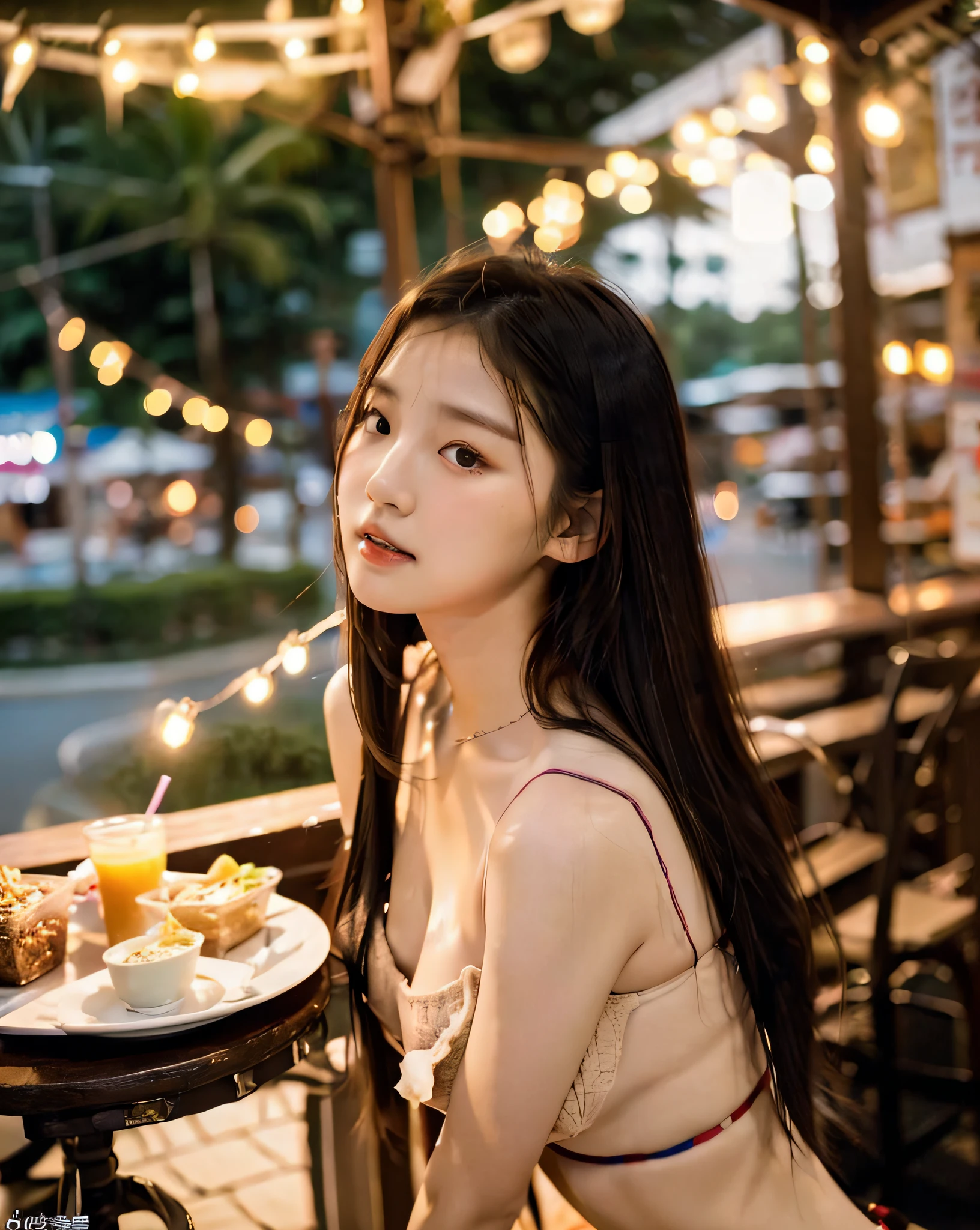 there  a woman sitting at a table with a plate of food, gorgeous young korean woman, beautiful south korean woman, korean girl, beautiful young korean woman, a young asian woman, jaeyeon nam, heonhwa choe, korean woman, young asian girl, an asian woman, beautiful asian girl, jinyoung shin, asian girl, taejune kim, young asian woman, xxmixgirl, -old girbig breast, tan lines, deep photo, depth of field, Superia 400, shadows, messy hair, perfect face and body, dark, nighttime, dark photo, grainy, seductive smirk, cleavage, big boobies, FilmGirl, real breasts, big_boobies, skinny body, cutegirlmix, no underwear, sexy face, big_boobies, nude_shirt, Eimi, FilmGirl, nsfw:1.8