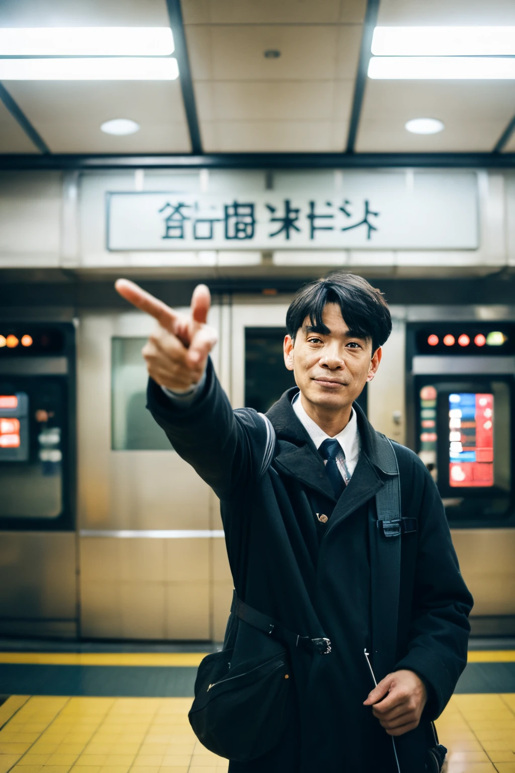 Asian father handing out leaflets in front of a department store、Leaflets for people、