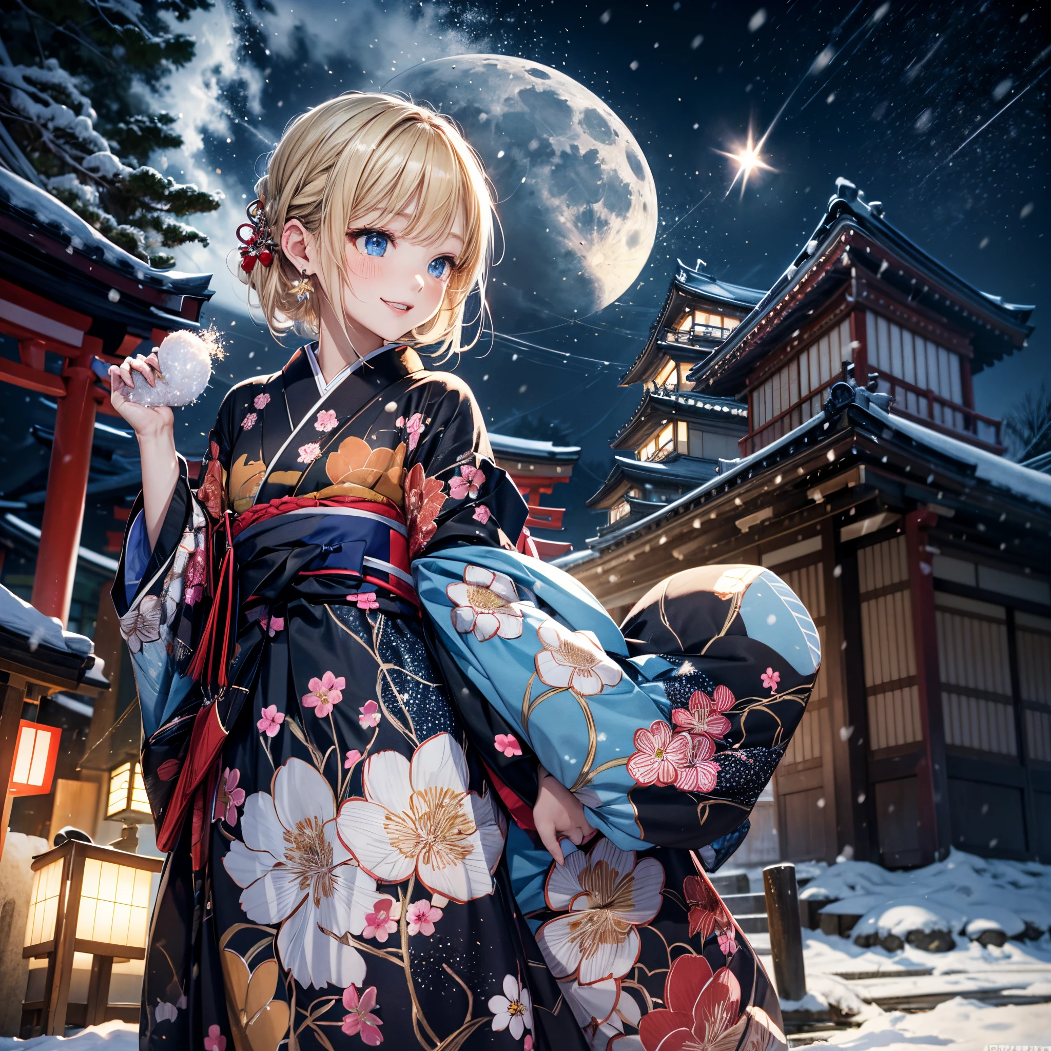Black kimono、obi、starrysky
