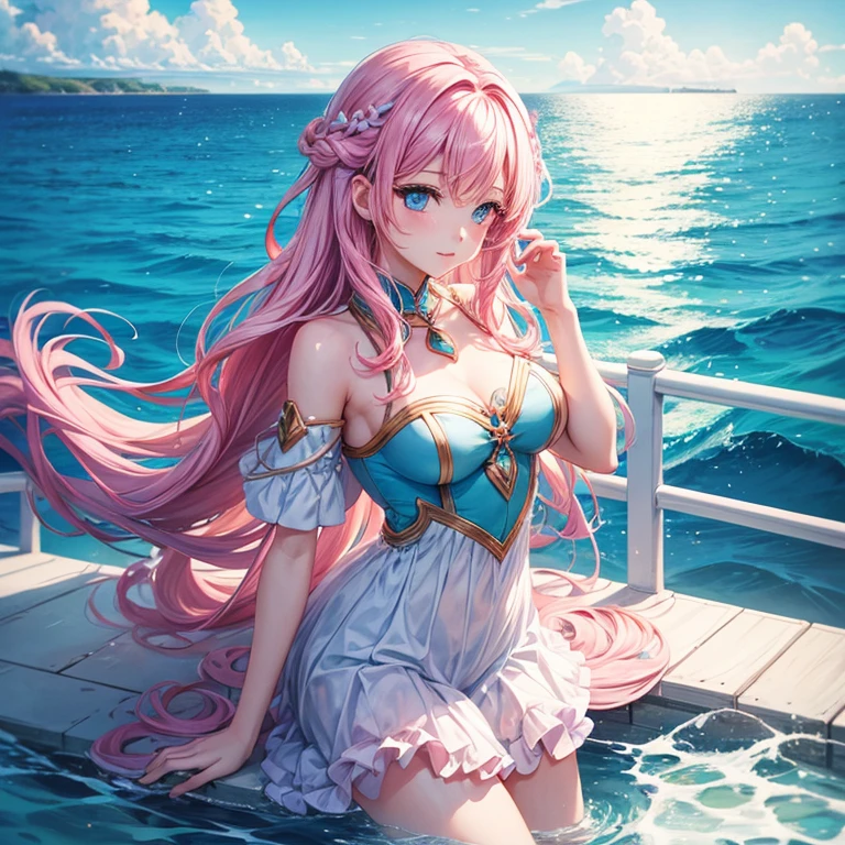 Let&#39;s make the girl with pink hair and light blue eyes the goddess of the sea.