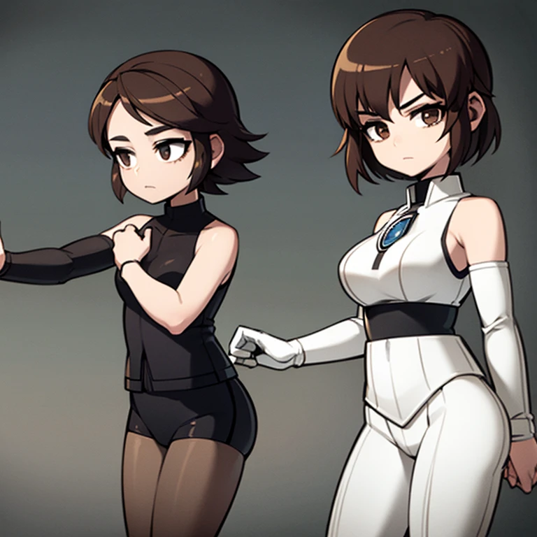 Girl with short brown hair dressed as a Star Wars Republic clone trooper