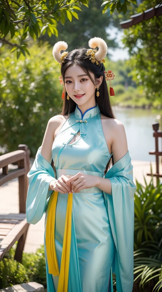 (best quality, masterpiece:1.2), photorealistic, ultra high res, full body shot, front lighting, intricate detail, Exquisite details and textures, 1girl, (young), face highlight, upper body, detailed face, tear mole, white skin, silver hair, ponytail, braid hair, looking at viewer, big eyes, symmetrical eyes, (sexy ao dai attire:1.6), earrings, (gigantic breasts), slim body, professional lighting, photon mapping, radiosity, physically-based rendering, good hands, good fingers, outdoor, multicolor, masterpiece,ultra realistic,32k,extremely detailed CG unity 8k wallpaper, best quality