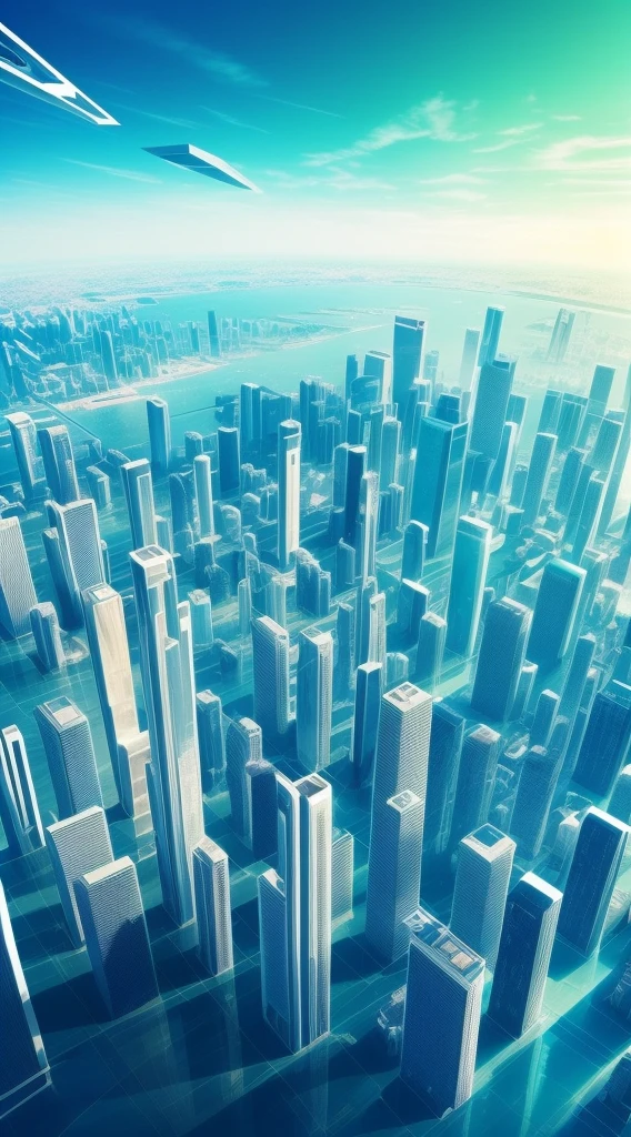 wallpaper design ideas、Abstract image of a futuristic city、Regular and simple geometric pattern、realisitic、high-level image quality