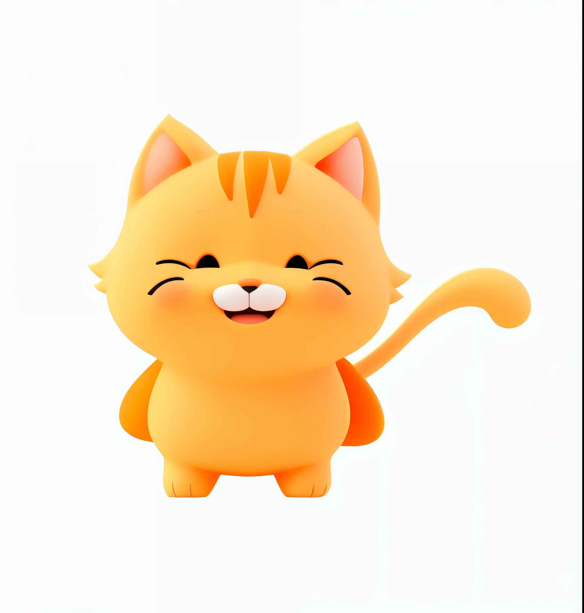 There is a cute orange kitten,laughing joyfully, 3D rendering of love, Rendering of a cute 3D anime girl, highly detailed character, Cute and detailed digital art, cute character, stylized 3d render, soft 3d render, Cute big breasts! c4d, stylized anime, red shift render,Raise your hand in greeting