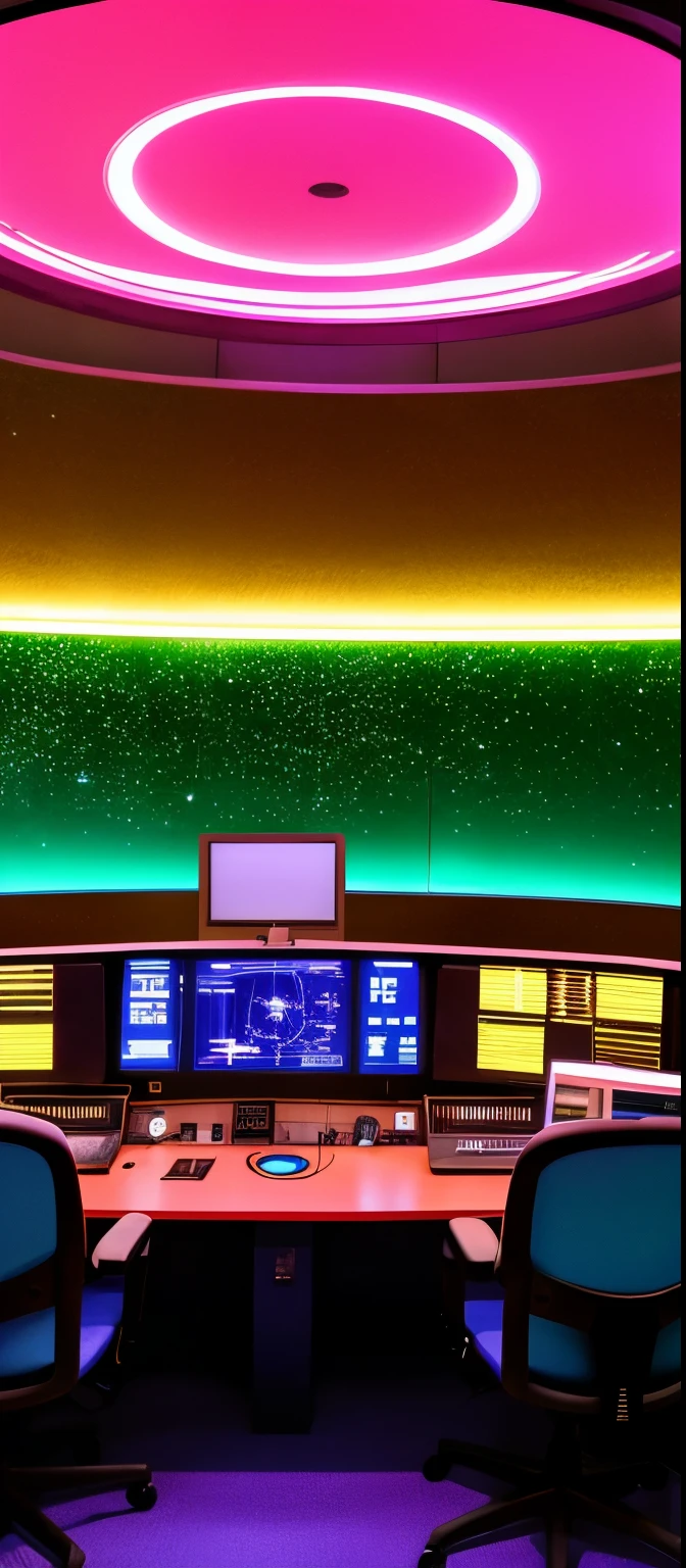 Sala de controle extraterrestre vazia com objetos futurista