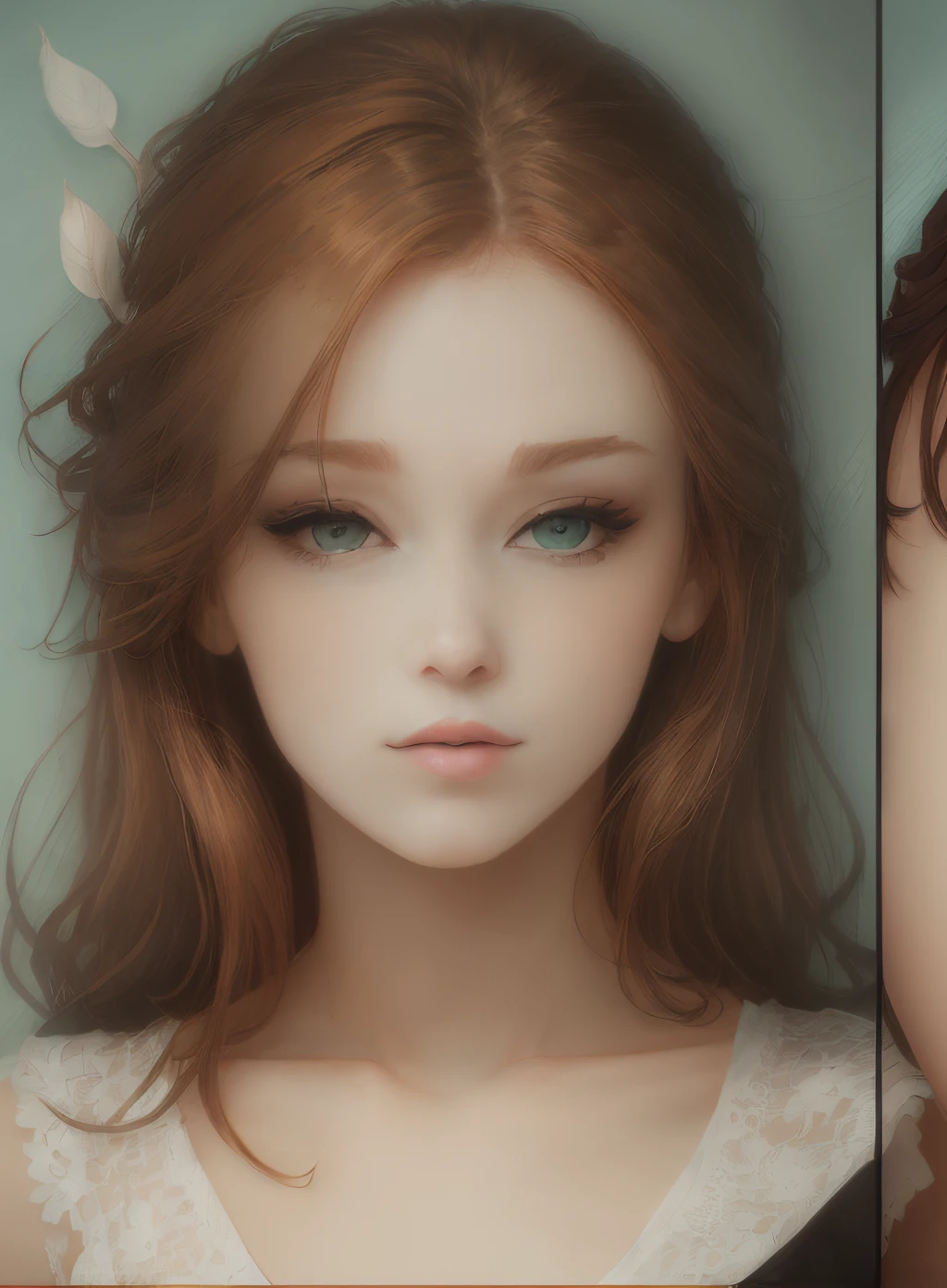Female pirate, auburn hair, green eyes, red tricorn with a white feather, white frilly shirt --auto --s2