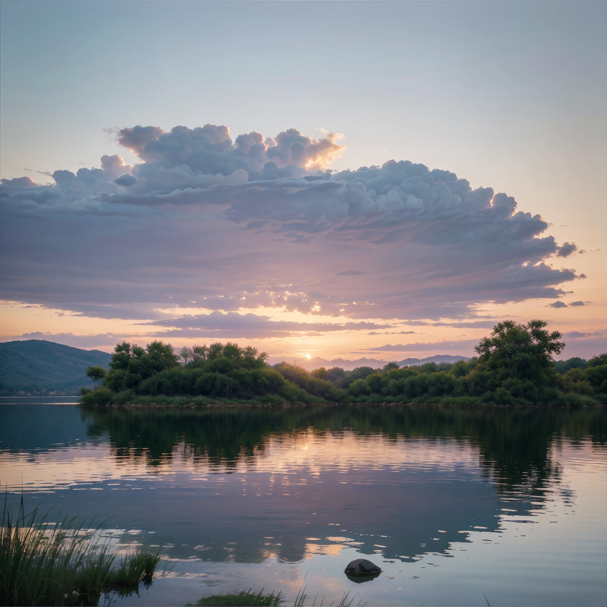 During the mystical twilight hour, when the sun's last rays gently fade away, the sky turns into a canvas of soft pastel hues. A serene landscape emerges, with a calm lake mirroring the delicate shades of pink and lavender above. This awe-inspiring painting captures the peaceful transition from day to night, its brushstrokes capturing the ethereal beauty with such precision that it feels suspendingly real. As you gaze at this masterpiece, you are enveloped in a sense of tranquility, as though you are standing on the edge of a dream.