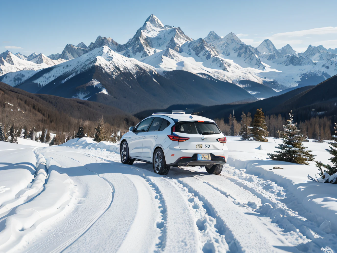 one of the carree travel,Mountain road on snowy road,It is even more energetic against the backdrop of snow-capped mountains..,Show no fear of hardship、The spirit of climbing the peak
