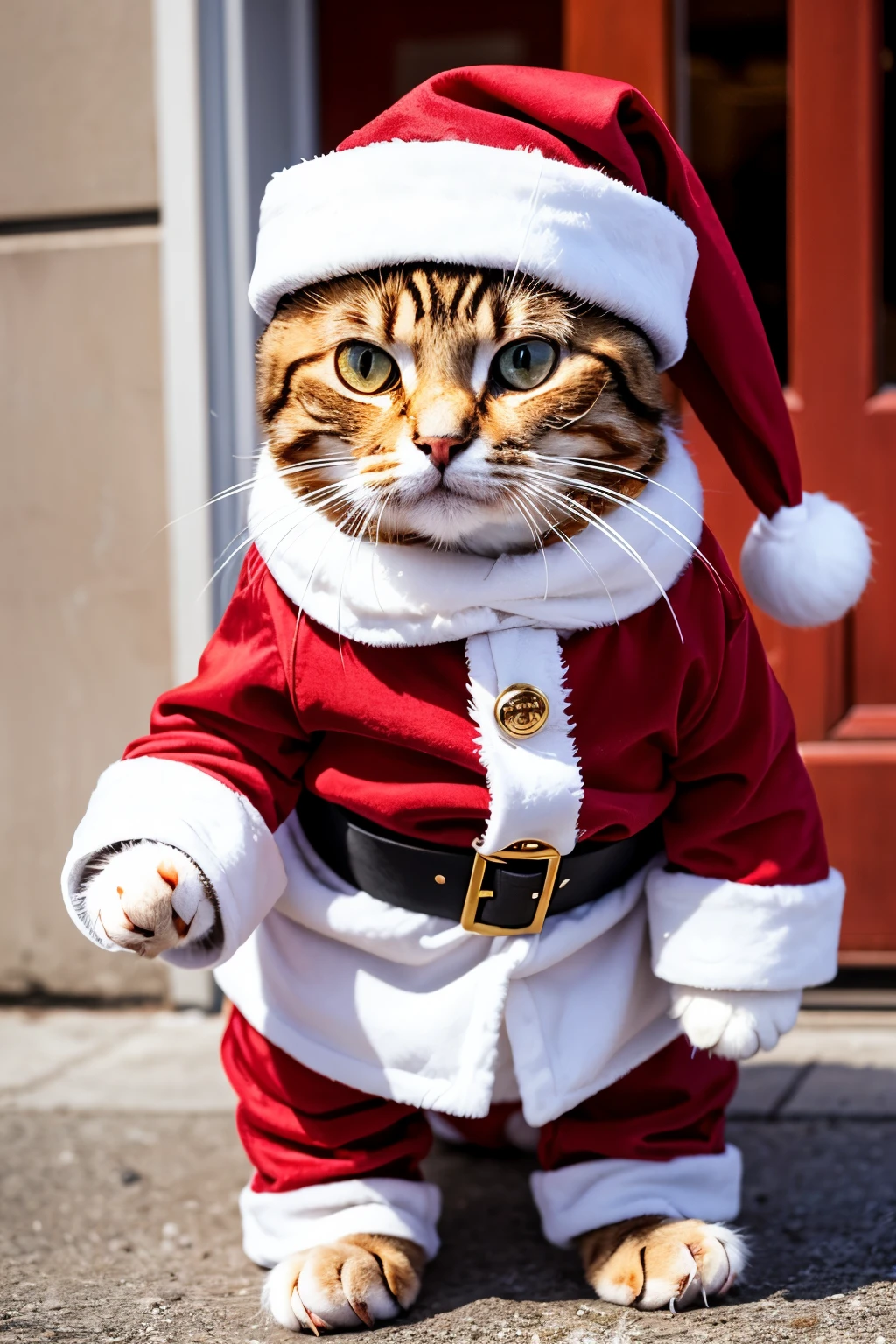 Cat dressed as Santa